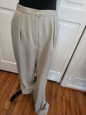 Vintage 80s/90s Tan Pleated Crepe Trousers 16 Preppy Old Money Academia Classic